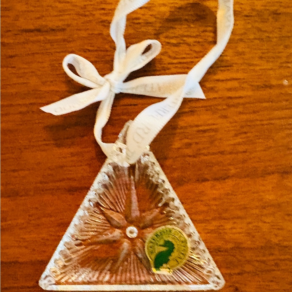 Waterford Crystal Clear Holiday Ornament Triangle with star in center